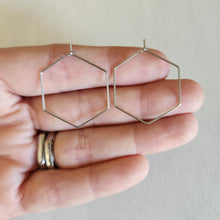 Load image into Gallery viewer, Hexagon Hoop Earring Finding, 28mm - STAINLESS STEEL, 316 Stainless Steel