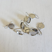 Load image into Gallery viewer, Ear Wire with Round Stud Bezel Connector, 12mm - STAINLESS STEEL, 304 Stainless Steel