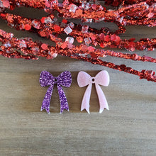 Load image into Gallery viewer, Valentine's Day Acrylic Bow with Long Tails Drop
