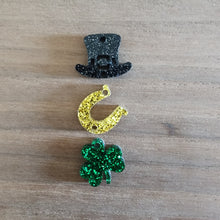 Load image into Gallery viewer, St Patrick's Day Acrylic Triple Leprechaun Hat, Horseshoe, & Clover Drops