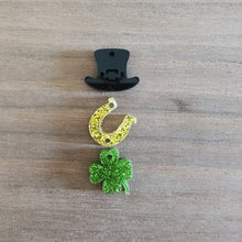 Load image into Gallery viewer, St Patrick's Day Acrylic Triple Leprechaun Hat, Horseshoe, & Clover Drops
