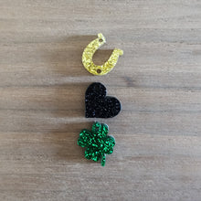 Load image into Gallery viewer, St Patrick's Day Acrylic Triple Horseshoe, Heart, & Clover Drops