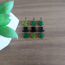 Load image into Gallery viewer, St Patrick's Day Acrylic Triple Clover, Leprechaun Hat, & Clover Drops