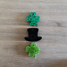Load image into Gallery viewer, St Patrick's Day Acrylic Triple Clover, Leprechaun Hat, & Clover Drops
