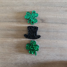 Load image into Gallery viewer, St Patrick's Day Acrylic Triple Clover, Leprechaun Hat, & Clover Drops