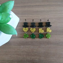Load image into Gallery viewer, St Patrick's Day Acrylic Triple Leprechaun Hat, Heart, & Clover Drops