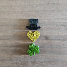 Load image into Gallery viewer, St Patrick's Day Acrylic Triple Leprechaun Hat, Heart, & Clover Drops