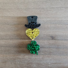 Load image into Gallery viewer, St Patrick's Day Acrylic Triple Leprechaun Hat, Heart, & Clover Drops
