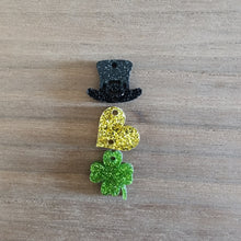 Load image into Gallery viewer, St Patrick's Day Acrylic Triple Leprechaun Hat, Heart, & Clover Drops