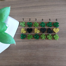 Load image into Gallery viewer, St Patrick's Day Acrylic Triple Clover, Heart, & Clover Drops
