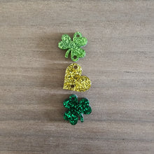 Load image into Gallery viewer, St Patrick's Day Acrylic Triple Clover, Heart, & Clover Drops