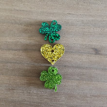 Load image into Gallery viewer, St Patrick's Day Acrylic Triple Clover, Heart, & Clover Drops
