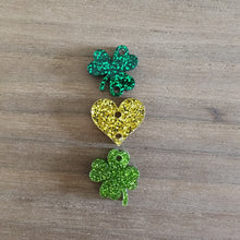 Load image into Gallery viewer, St Patrick's Day Acrylic Triple Clover, Heart, & Clover Drops