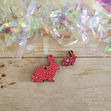 Load image into Gallery viewer, Easter Patterned Wood Bunny Studs & Drops