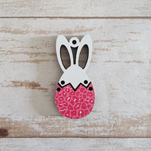 Load image into Gallery viewer, Easter Patterned Wood Bunny & Egg 2 Piece Drops