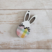 Load image into Gallery viewer, Easter Patterned Wood Bunny & Egg 2 Piece Drops