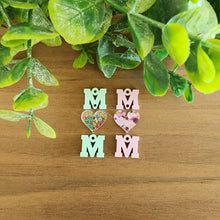 Load image into Gallery viewer, MOM Patterned Acrylic Triple Heart Center Drops