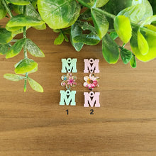 Load image into Gallery viewer, MOM Patterned Acrylic Triple Flower Center Drops