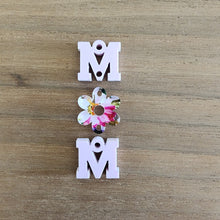 Load image into Gallery viewer, MOM Patterned Acrylic Triple Flower Center Drops