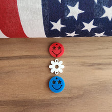 Load image into Gallery viewer, Patriotic Acrylic Triple Happy Face, Flower, Happy Face Drops