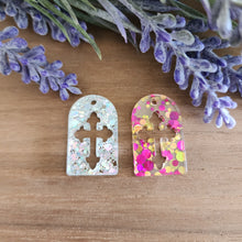 Load image into Gallery viewer, Acrylic Tombstone with Cutout Decorative Cross Drop