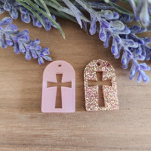Load image into Gallery viewer, Acrylic Tombstone with Cutout Angled Cross Drop