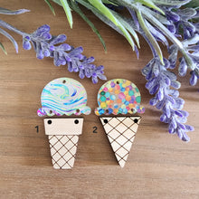 Load image into Gallery viewer, Patterned Acrylic & Wood Ice Cream Cones 2 Piece Drops