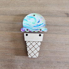 Load image into Gallery viewer, Patterned Acrylic & Wood Ice Cream Cones 2 Piece Drops