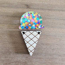Load image into Gallery viewer, Patterned Acrylic & Wood Ice Cream Cones 2 Piece Drops