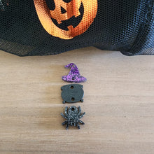 Load image into Gallery viewer, Halloween Acrylic Triple Witch Hat, Cauldron, & Spider Drops