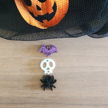 Load image into Gallery viewer, Halloween Acrylic Triple Bat, Skull, & Spider Drops