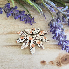 Load image into Gallery viewer, Patterned Wood Half Flower 2 Piece Drop