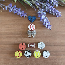 Load image into Gallery viewer, School Spirit Triple Heart, Sports Ball, & Bow Acrylic Drops
