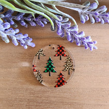 Load image into Gallery viewer, Plaid & Leopard Trees Patterned Acrylic Drops