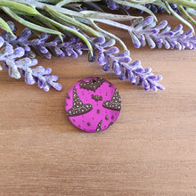 Load image into Gallery viewer, Bats & Witch Hats on Purple Mirror Patterned Acrylic Drops