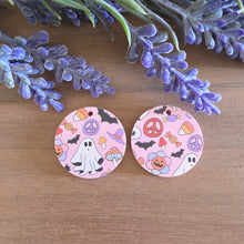 Load image into Gallery viewer, Groovy Halloween on Rose Pink Patterned Acrylic Drops