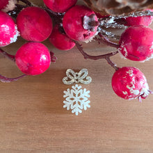 Load image into Gallery viewer, Christmas Acrylic Delicate Bow & Intricate Snowflake Drop