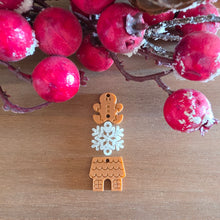Load image into Gallery viewer, Christmas Acrylic Triple Gingerbread Man, Intricate Snowflake, & Gingerbread House Drops