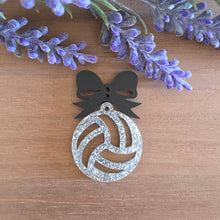Load image into Gallery viewer, School Spirit Large Bow & Cutout Volleyball Acrylic 2 Piece Drop