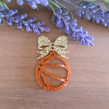 Load image into Gallery viewer, School Spirit Large Bow & Cutout Basketball Acrylic 2 Piece Drop