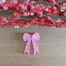 Load image into Gallery viewer, Valentine's Day Acrylic Bow with Long Tails Drop
