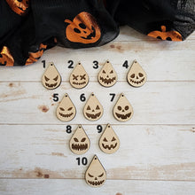 Load image into Gallery viewer, Halloween Jack-o'-lantern Faces Engraved Teardrops