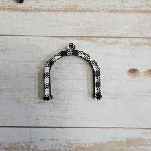 Load image into Gallery viewer, Mini White & Black Buffalo Plaid Pattern Horseshoe Connectors
