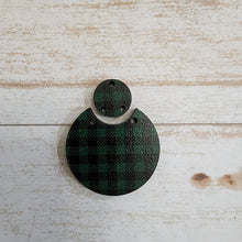 Load image into Gallery viewer, Mini Green & Black Buffalo Plaid Pattern Round Drop & Connector