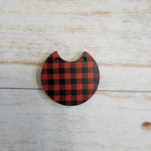 Load image into Gallery viewer, Mini Red & Black Buffalo Plaid Pattern Round Drop & Connector
