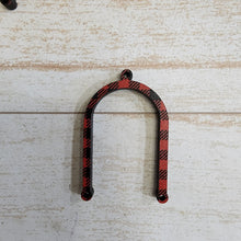 Load image into Gallery viewer, Mini Red & Black Buffalo Plaid Pattern Horseshoe Connectors