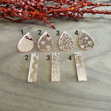 Load image into Gallery viewer, Rose Gold Mirror Acrylic Valentine's Day Heart Bars and Teardrops