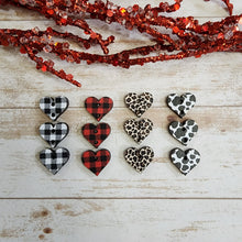 Load image into Gallery viewer, Valentine's Day Mini Patterned Triple Heart Drops (Center Hole)