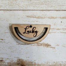 Load image into Gallery viewer, St Patrick's Day Lucky (Script) Macrame Earrings