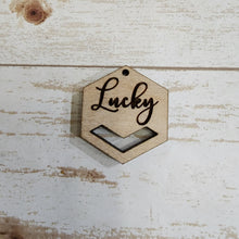 Load image into Gallery viewer, St Patrick's Day Lucky (Script) Macrame Earrings